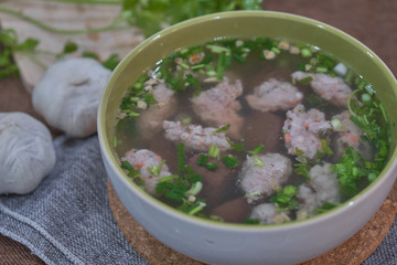 Thai Style Clear Soup with Congealed pork blood