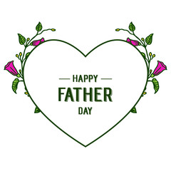 Greeting design for happy father day, elegant purple flower. Vector