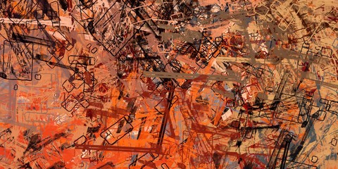 Crazy sketch random pattern. Chaos and variety. Modern art drawing painting. 2d illustration. Digital texture wallpaper. Artistic sketch draw backdrop material. 