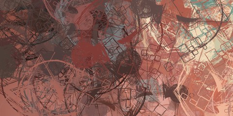 Fototapeta premium Crazy sketch random pattern. Chaos and variety. Modern art drawing painting. 2d illustration. Digital texture wallpaper. Artistic sketch draw backdrop material. 