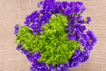 Green Ball (Dianthus Barbatus) Sweet William and Dark Purple Statice (Limonium sinuatum) Flowers ...