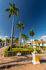 Trinidad, Cuba. Plaza mayor palms