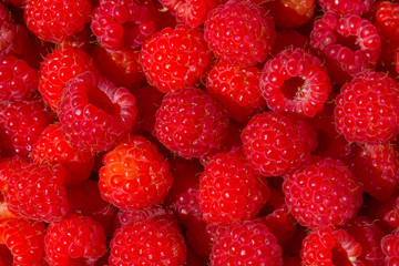 Fresh red raspberry closeup background