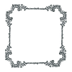 Vintage flourishes ornament swirls lines frame template vector illustration