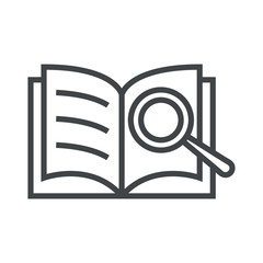 Line icon book with magnifying glass