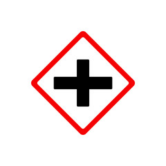 Obraz premium Traffic signs, intersection. Vector icon