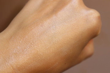 Applied the cream on a female hand