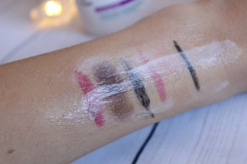 Swatches of different face cosmetics