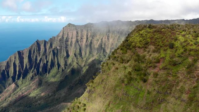 Version Two, Right to Left. Aerial Dolly Movement of the Na Pali Coast and Kalalau Valley.