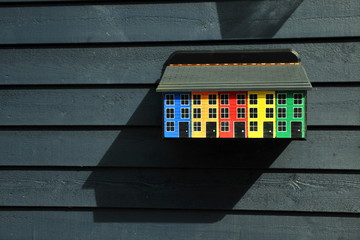 Mailboxes with beautiful color pictures.