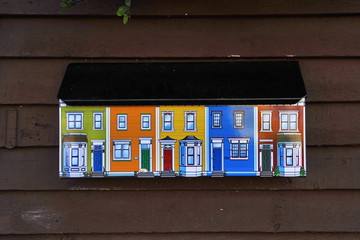 Mailboxes with beautiful color pictures.