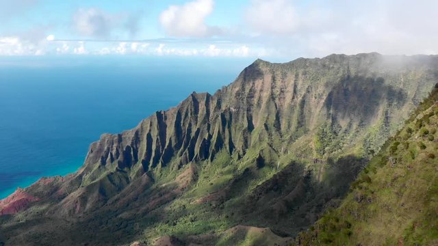 Version One, Left to Right. Aerial Dolly Movement of the Na Pali Coast and Kalalau Valley.