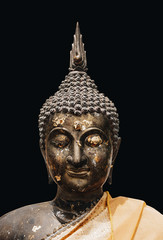 Buddha portrait isolated on black background