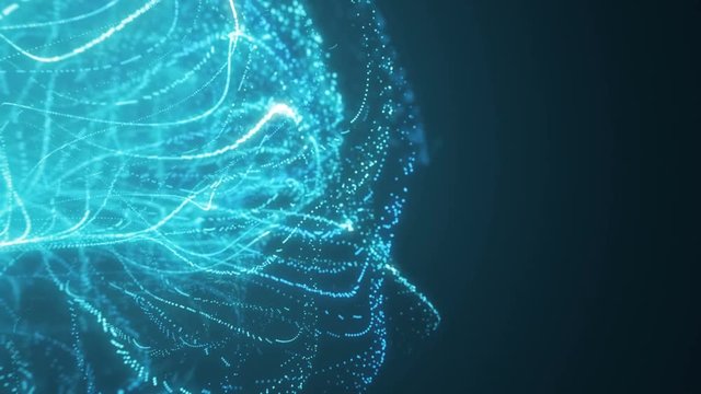 4K. Abstract loopable blue wavy motion background. Concept of futuristic animation. Technology wave structure.