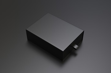 Blank sliding drawer  hard cardboard box for branding presentation 3d render illustration.