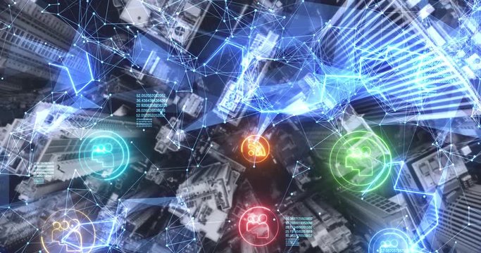 Smart city concept. IoT Internet of Things . ICT Information Communication Technology .