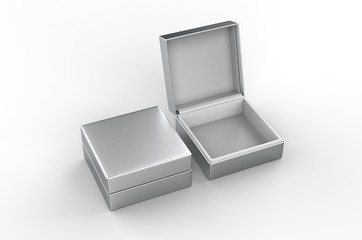White blank luxury rigid box with inner foxing for branding presentation and mock up, 3d illustration.