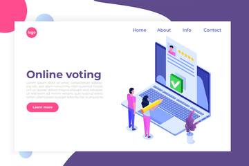 Voting online, e-voting, election internet system isometric template. Vector illustration