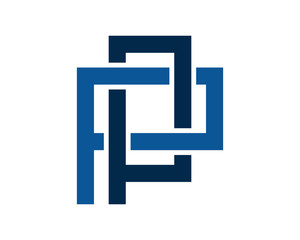 P letter line rectangle logo design
