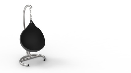 3d rendering of a hanging egg chair isolated in white studio background