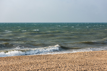 Stormy sea with huge waves