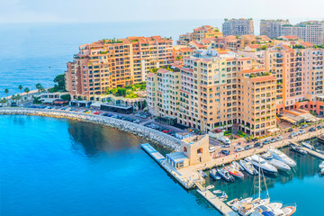 Apartments and luxury yachts in the harbor of Monaco, Europe.