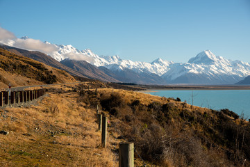 magnificent highway scenery around Lake Wanaka and under the Southern alps