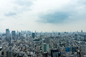 Naklejka na ściany i meble 梅雨空の東京　高層ビルからの眺望