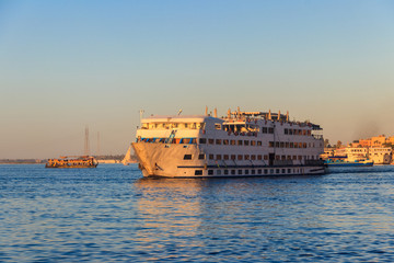 Cruise ship sailing on the Nile river, Egypt