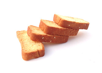 Slice of the bread isolated over the white background