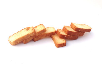 Slice of the bread isolated over the white background