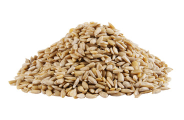 Sunflower seeds heap isolated on white background