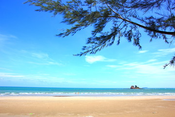 Blue sky with clouds over the sea for background, wallpapers, seascape and clear sky background.Rayong Thailand.