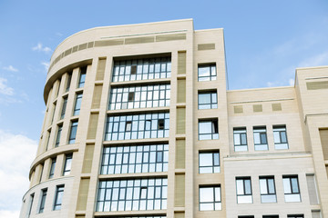 Astana, Kazakhstan - 11. 06. 2019: Walking through the city with a camera and photographs of various skyscrapers. The new capital of Kazakhstan is Astana.