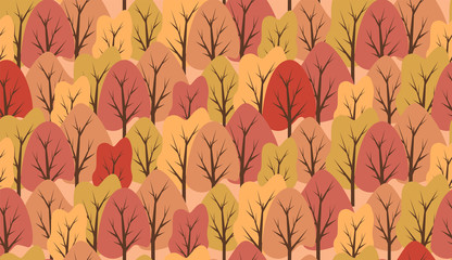 Autumn forest seamless pattern. Trendy hand drawn textures. Editable vector illustration