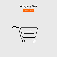 line icon symbol, application online shopping store marketplace cart, Isolated flat outline vector design