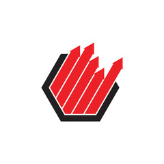 hexagonal geometric arrows up graphic symbol vector