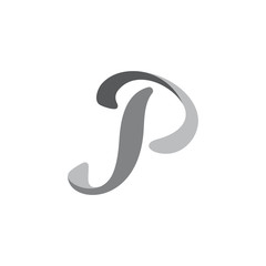 letter p 3d curves gradient flat logo vector