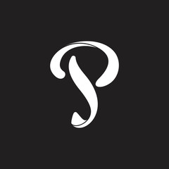 letter p 3d curves gradient flat logo vector