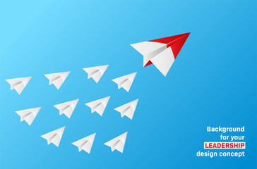 Leadership concept - group of paper planes with leader