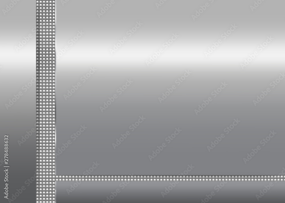 Wall mural silver metallic background with dotted vertical and horizontal stripes