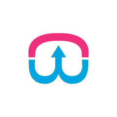 abstract letter w curves line arrow simple logo vector