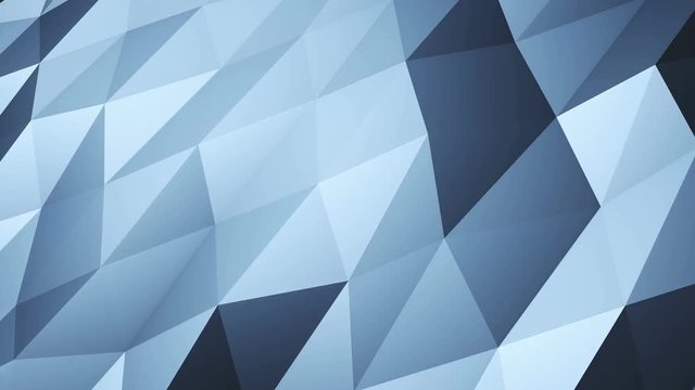 Abstract cg polygonal blue crystal surface. Geometric low poly black triangles motion background.