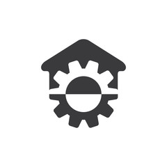 simple machine wheel house geometric logo vector