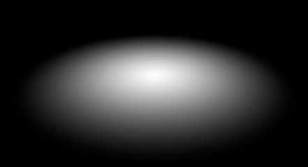 One white circle oval light on the floor isolated on black background for your design in lighten mode. Stage spotlight.