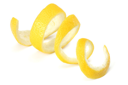 fresh lemon peel isolated on white background. healthy food
