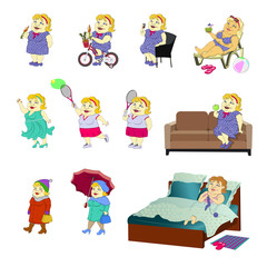 Set -a fat women in different situations