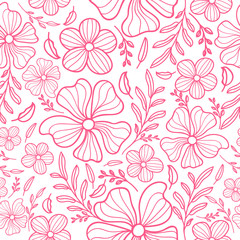 Fototapeta na wymiar Spring summer pink floral pattern vector design illustration 