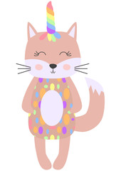 cute funny wolf girl. Scandinavian style flat design. Concept for children print.