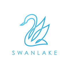Simple elegant monoline swan logo design.